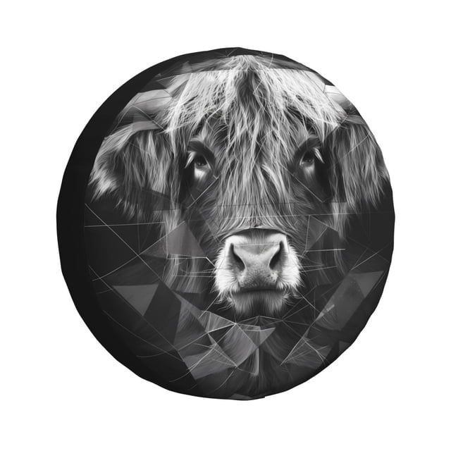 Fotbe Geometric Bull Design Funda de Llanta de Repuesto con Estampado, Engrosada, Ajuste Universal para Jeep, Remolque, RV, SUV, Camión-14 inch
