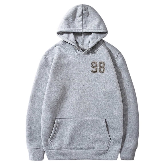 HAYIMI Women Leopard Number 98 Print Sweatshirt Oversized Hoodie Loose Long Sleeve Pullover with Drawstring Pocket Vintage Graphic Hooded Tops for Fall Winter Daily Walking