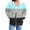Light Blue, variant on Risckoth Women's Colorblock Zip Up Hoodie Horizontal Three Tone Panel Full Zip Drawstring Hood Side Pockets S-2XL