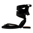 thumbnail image 2 of FSJ Women Round Toe Ankle Wrap Flats Cross Ribbon Slingback Bow Ballerinas Lace up Dance Prom Dressy Sandals Size 16 Black, 2 of 3