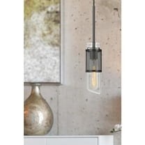 60W Savona Double Layer Glass Metal Mini Pendant With Mesh Metal Shade. (Edison Bulb Not Included), Black