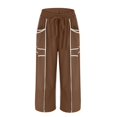 thumbnail image 6 of Delayuji Womens Capri Pants Casual Summer Baggy Wide Leg Pants Elactic Waist Barrel Pants Women With Pockets, 6 of 8