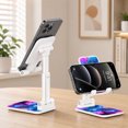 thumbnail image 4 of WIRESTER White Foldable Phone Stand for Desk, Adjustable Portable Cell Phone Holder for iPhone 17, 16, 15, 14 and Android Smartphones - Celestial Blue Purple Galaxy, 4 of 6