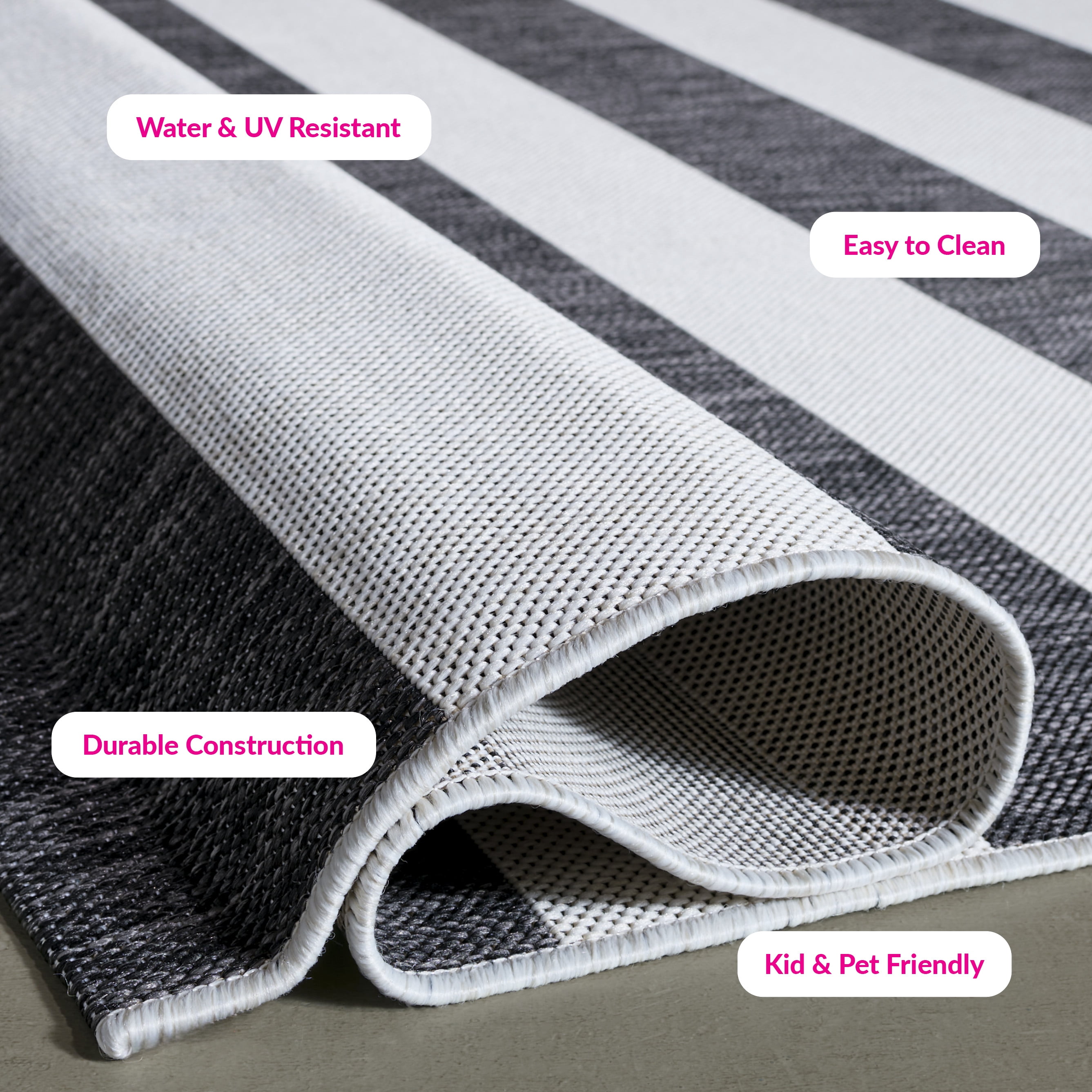 Safavieh Courtyard Earl Striped Indoor/Outdoor Area Rug, Ivory/Black, 10' x 14'