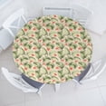 thumbnail image 3 of Ambesonne Leaf Fitted Round Tablecloth, Hawaiian Aloha Hibiscus, 45"- 56" Diameter, Peach Salmon Green, 3 of 5