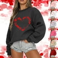 thumbnail image 1 of Yuyuzo Chandail de la Saint-Valentin pour Femmes, Doublé en Molleton, Col Rond, Coupe Ample, Confortable, Chandail Décontracté à Imprimé Graphique, Manches Longues, 1 of 6