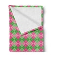 thumbnail image 2 of Abstract Soft Flannel Fleece Throw Blanket, Argyle Inspired Classic Print in Lively Tones, Cozy Plush for Indoor and Outdoor Use, 50" x 60", Pink Lime Green, by Ambesonne, 2 of 5