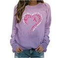 thumbnail image 2 of Luxalzxs Womens Breast Cancer Awareness Sweatshirt Pink Ribbon Heart October Cancer Fighter Sweatshirt Tops, 2 of 3