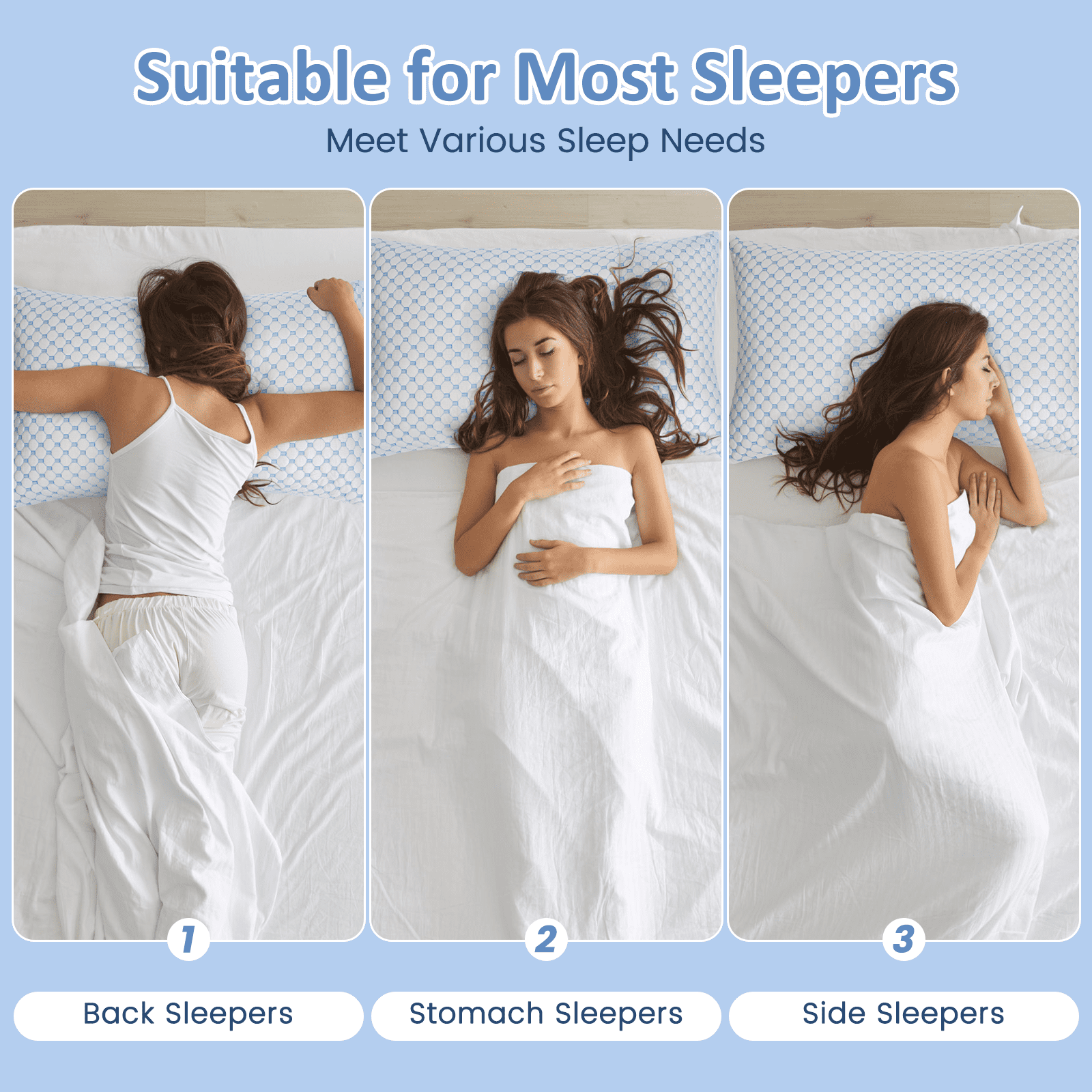 Cooling Bed Pillows King Size Set of 2, Shredded Memory Foam Pillows Adjustable Cool Pillow for Side Back Stomach Sleepers Luxury Gel Pillows with Washable Removable Cover