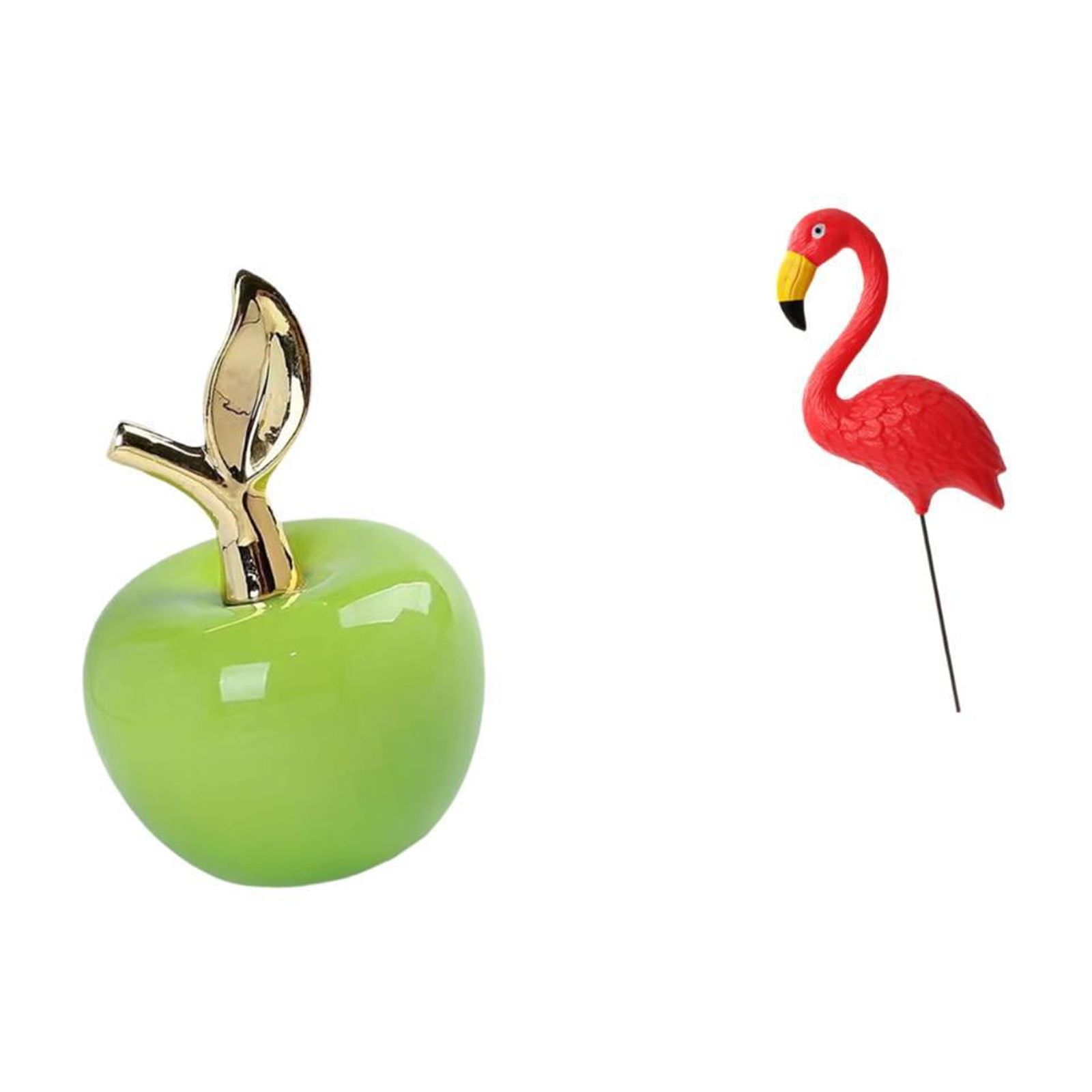 Dualoai Ceramic Figurine Fruit Sculpture and Flamingo Garden Stake Sculpture for Holiday Spring Home Decoration Artwork Ornament for Cafe Study Room Yard Art Fairy Garden Accessories