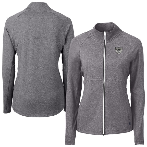 Women's Cutter & Buck Heather Black Las Vegas Raiders Adapt Eco Knit Heather Full-Zip Jacket