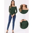 thumbnail image 2 of DARING DIVA Women's Sheer Long Sleeves Off Shoulder Floral Lace Tops S Green, 2 of 6