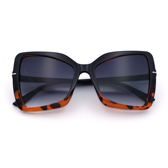 Womens Classic Bowtie Butterfly 90s Designer Fashion Plastic Oversize Sunglasses Black Tortoise - Smoke