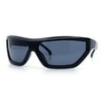 thumbnail image 6 of 80s Narrow Rectangle Sport Monoblock Shield Plastic Sunglasses All Black, 6 of 8
