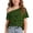 Green-B, variant on Virmaxy 5-14 Years Como Printed One-Shoulder Top Cold Shoulder Casual Top Loose Short Sleeve T-Shirts for Casual Daily and Summer Wear