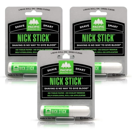 Pacific Shaving Company Nick Stick - No Tissue Paper, No Chalky Residue, Dries Clear, Liquid Roll-On Applicator, Puts Nicks in Their Place, with Vitamin E & Aloe, Made in the USA .25 oz (3 (Best Place To Order E Liquid)