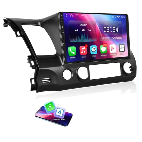 10.1 Inch IPS Touchscreen Android Auto Honda Civic 2006-2011 Wireless CarPlay 2GB 32GB GPS Navigation, WiFi, Bluetooth