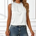 thumbnail image 2 of Mnuaqn Women's Silk Satin Tank Tops Mock Neck Camisole Dressy Sleeveless Blouse Business Casual Pleated Summer Shirts 2026 (White, L), 2 of 9