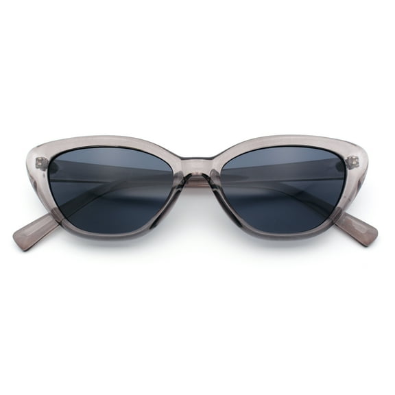 Womens Retro Classic Minimal Mod Thick Plastic Cat Eye Sunglasses Slate - Black