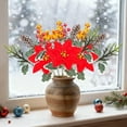 thumbnail image 4 of Artificial Poinsettia Bouquet with Red Berry for Vase Fillers, Home Holiday Bush, Indoor Floral, Cemetery Flowers, Centerpieces, 4 of 6