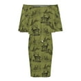 thumbnail image 5 of Rustic Woodsy Vintage Deer Outdoors Nature Theme Pattern Women's Off The Shoulder Ruffles Summer Wedding Guest Loose Casual Party Beach Dress, 5 of 9