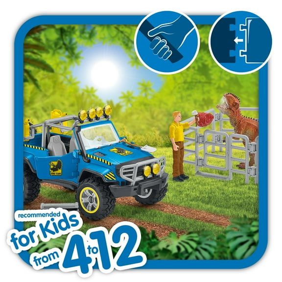 Schleich Off-road Vehicle With Dinosaur Outpost Jeep Car Vehicle Playset (15 Pieces)