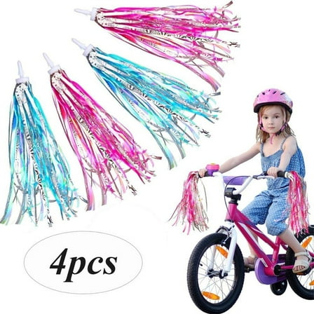 Casewin 2 Pairs Kids Bicycle Streamers,23cm Scooter Grips Glitter Tassel Handlebar Streamers for Children Bicycle,Colorful Ribbons for Tricycle Bike Handle(Purple & Blue)