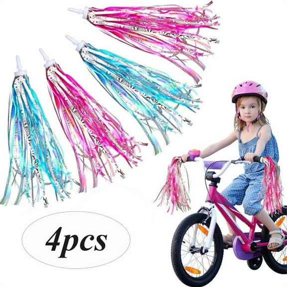 Casewin 2 Pairs Kids Bicycle Streamers,23cm Scooter Grips Glitter Tassel Handlebar Streamers for Children Bicycle,Colorful Ribbons for Tricycle Bike Handle(Purple & Blue)