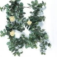 thumbnail image 5 of Balsa Circle 6 feet Frosted Green Artificial Eucalyptus Leaves Ivory Roses Flowers Vine Greenery Garland Wedding, 5 of 8
