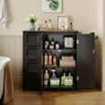 thumbnail image 2 of Aiho Wooden Bathroom Floor Cabinet, Side Storage Organizer with 1 Cupboard & 4 Drawers, Best Gifts for Bathroom, Living Room, Kitchen, Black, 2 of 11