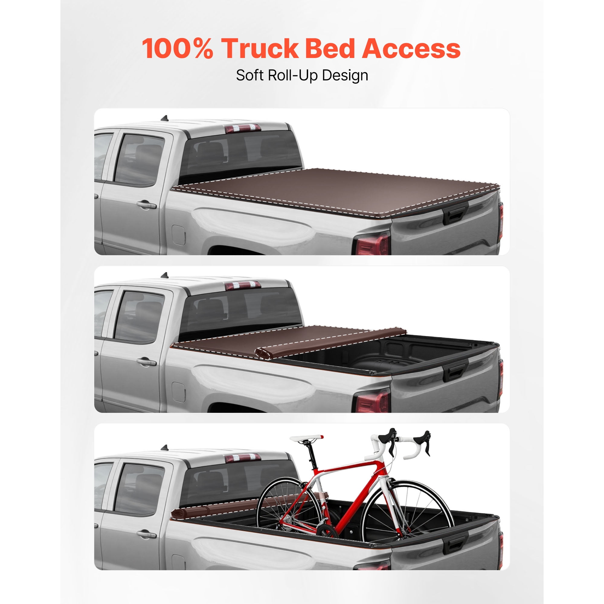 KFFKFF Soft Roll-Up Truck Bed Tonneau Cover, Compatible with 2022-2025 Ford Maverick, Designed for Styleside 4.5 ft (54 in) Bed, Durable PVC Cover with Aluminum Alloy Support Bars