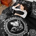 thumbnail image 4 of Homewish Animal Wolf Bedding Comforter Set 7pcs for Teens Adults,Tribal Aztec Queen Bedding Sets Super Cozy,Bohemian Dreamcatcher Flower Queen Sheet Sets,Microfiber Bedroom Decor,Reversible, 4 of 8