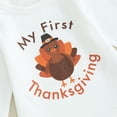 thumbnail image 5 of Okbabeha My First Thanksgiving Outfits Baby Boy Turkey Onesie Long Sleeve Romper+Turkey Pants Hat Newborn Infant Fall Clothes, 5 of 7