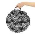 thumbnail image 2 of Vintage Palm Round Floor Cushion with Handle, Print of a Jungle Scene Clutter Island Forest Trees in Monochrome, Pillow for Living Room & Dorms, 18" Round, Charcoal Grey and White, by Ambesonne, 2 of 4