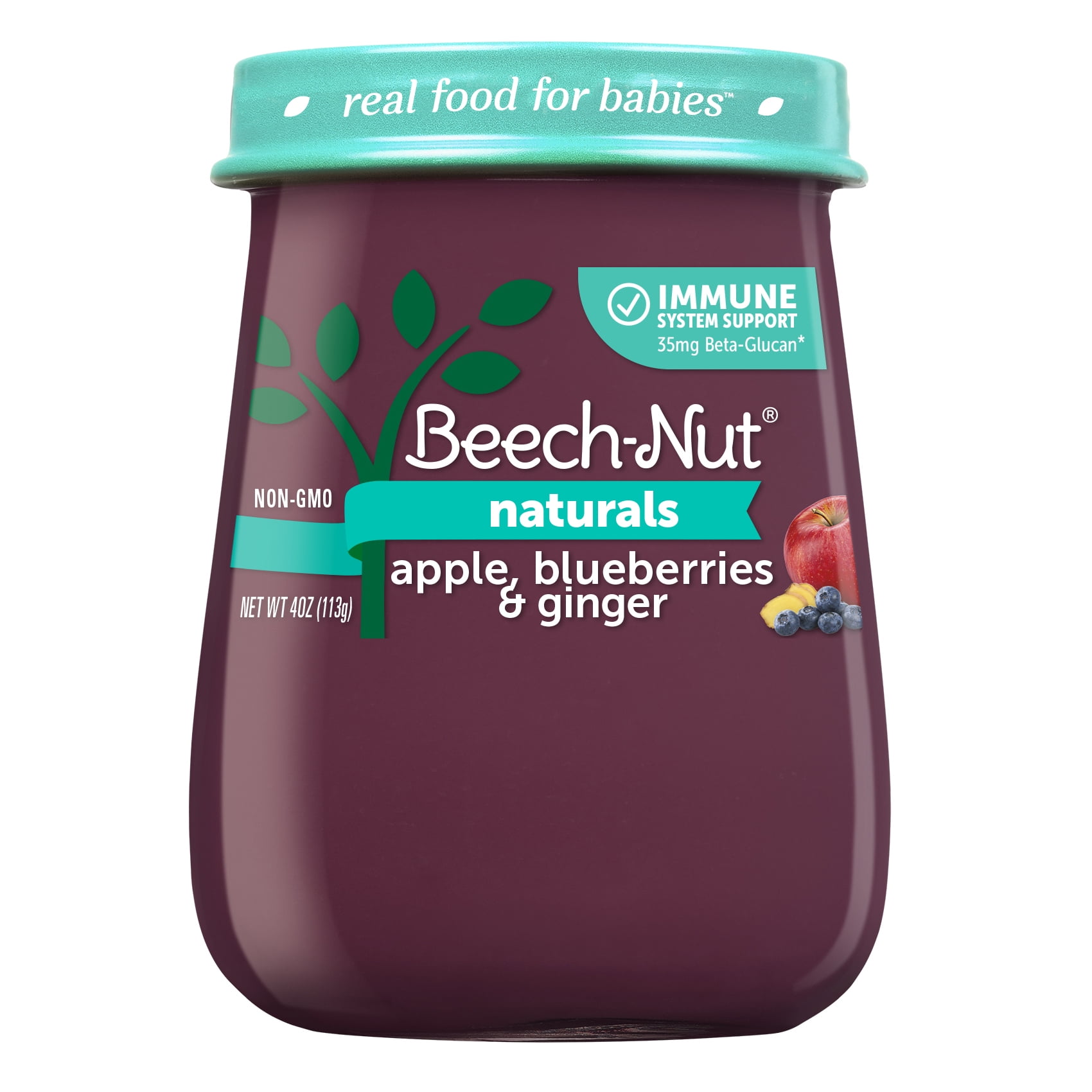 Beech-Nut Immune Support Stage 3 Baby Food, Apple Blueberry & Ginger, 4 oz Jar
