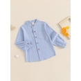 thumbnail image 5 of BemeyourBBs Kids Toddler Baby Boy Cotton Linen Dress Shirt Boys Long Sleeve Button Down Shirts Mandarin Collar Henley Shirts with One Pocket 3 4 5 6 7 8 Years, 5 of 9