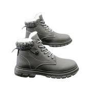 UKAP Men de chaussures d'hiver floues chaudes de travail de lacet de lacet de bottes en peluche Le noir 9