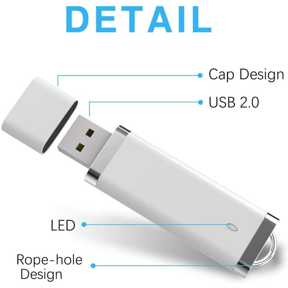 KEXIN 10 Pcs Clés USB 16 Go USB2.0 en Forme de Stylo en Métal Blanc