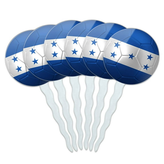 Honduras Flag Soccer Ball Futbol Football Cupcake Picks Toppers - Set of 6