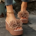 thumbnail image 3 of Pandaie Women's 3D Flower Platform Sandals Bohemia Dressy Wedge Slides Casual Summer Beach Slippers Open Toe Walking Outdoor Shoes Brown Size 7, 3 of 7
