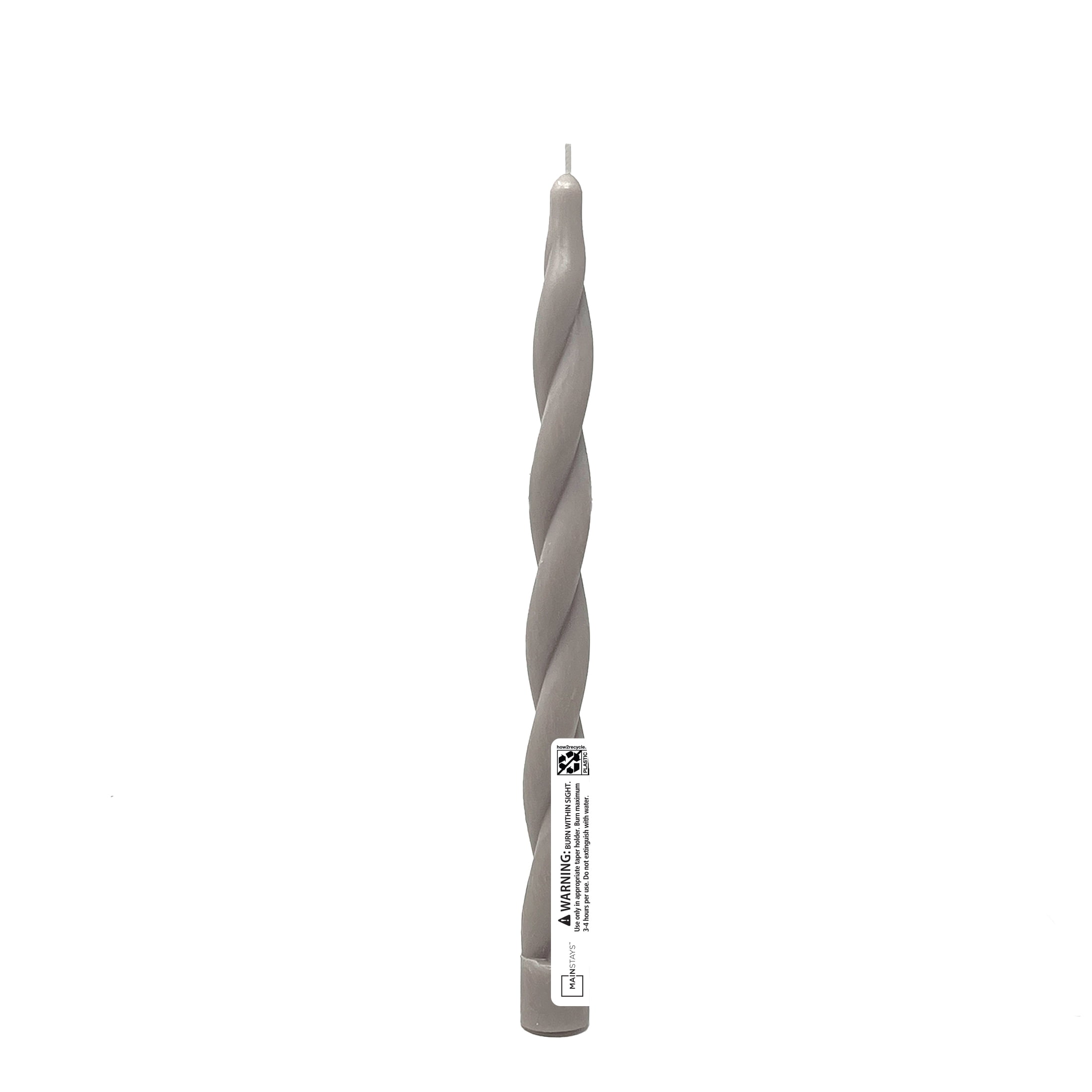 Mainstays Paraffin Wax 10" Twist Taper Candle, Unscented, Taupe