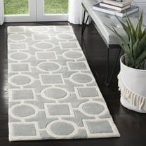 SAFAVIEH Chatham Francis Geometric Wool Runner Rug, Gray/Ivory, 2'3" x 11'