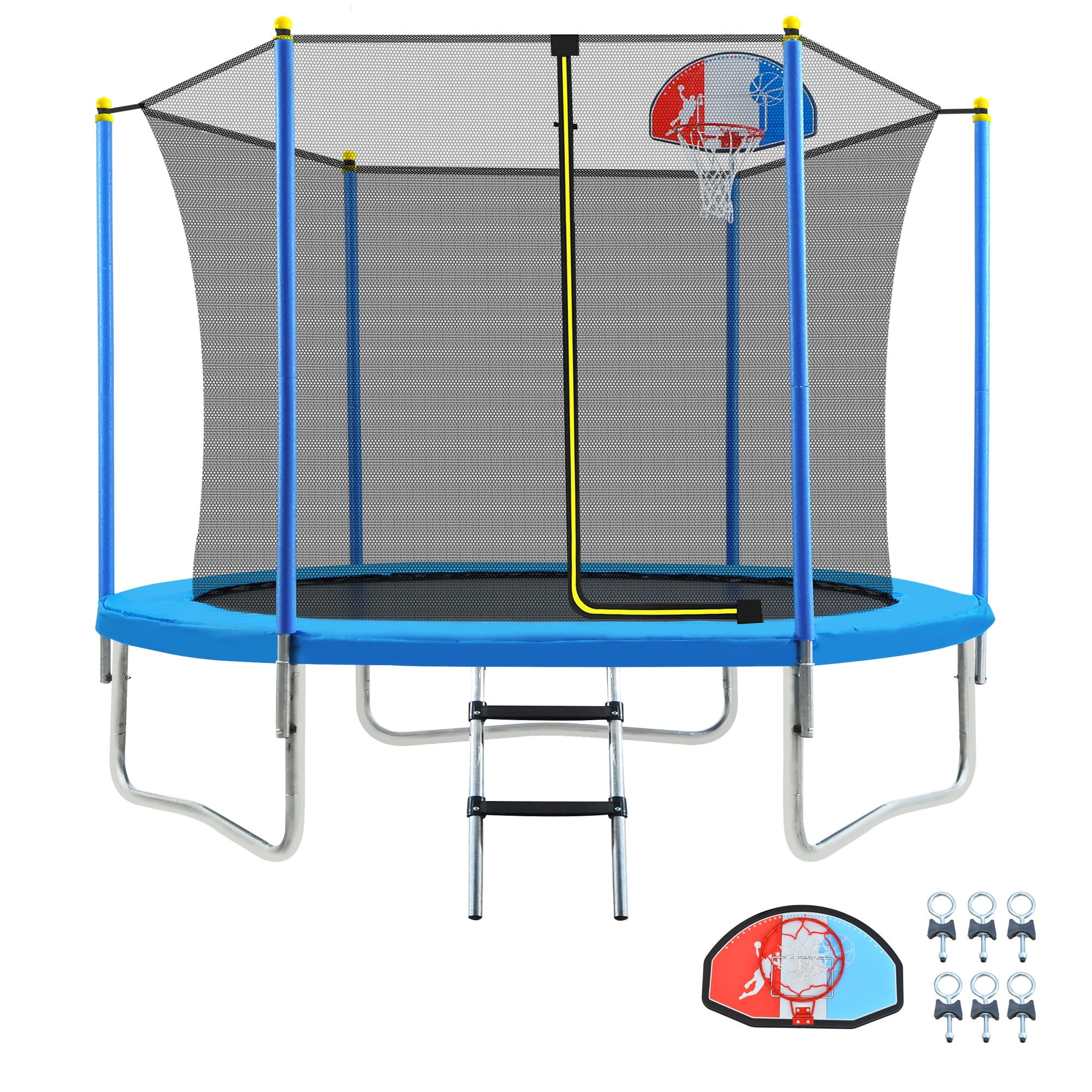 EUROCO 800LBS 8FT Trampoline with Basketball Hoop for Kids Adults