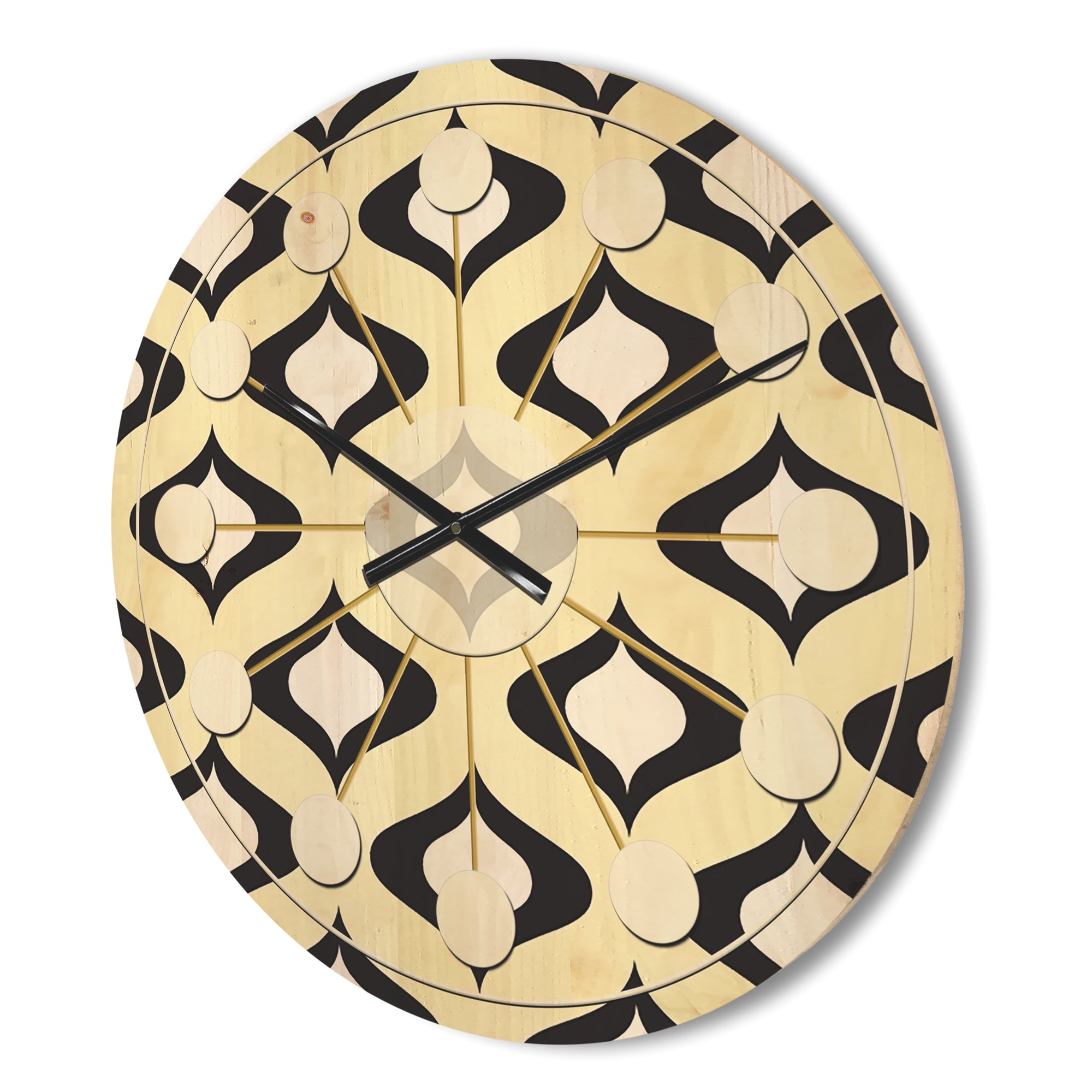 Designart 'Abstract Retro Pattern Design XXIII' Mid-Century Modern Wood Wall Clock