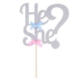 thumbnail image 1 of 2pcs Birthday Cake Topper Beautiful He Or She Bow Decor Cake Insert for Birthday Gathering Party (Silver), 1 of 7