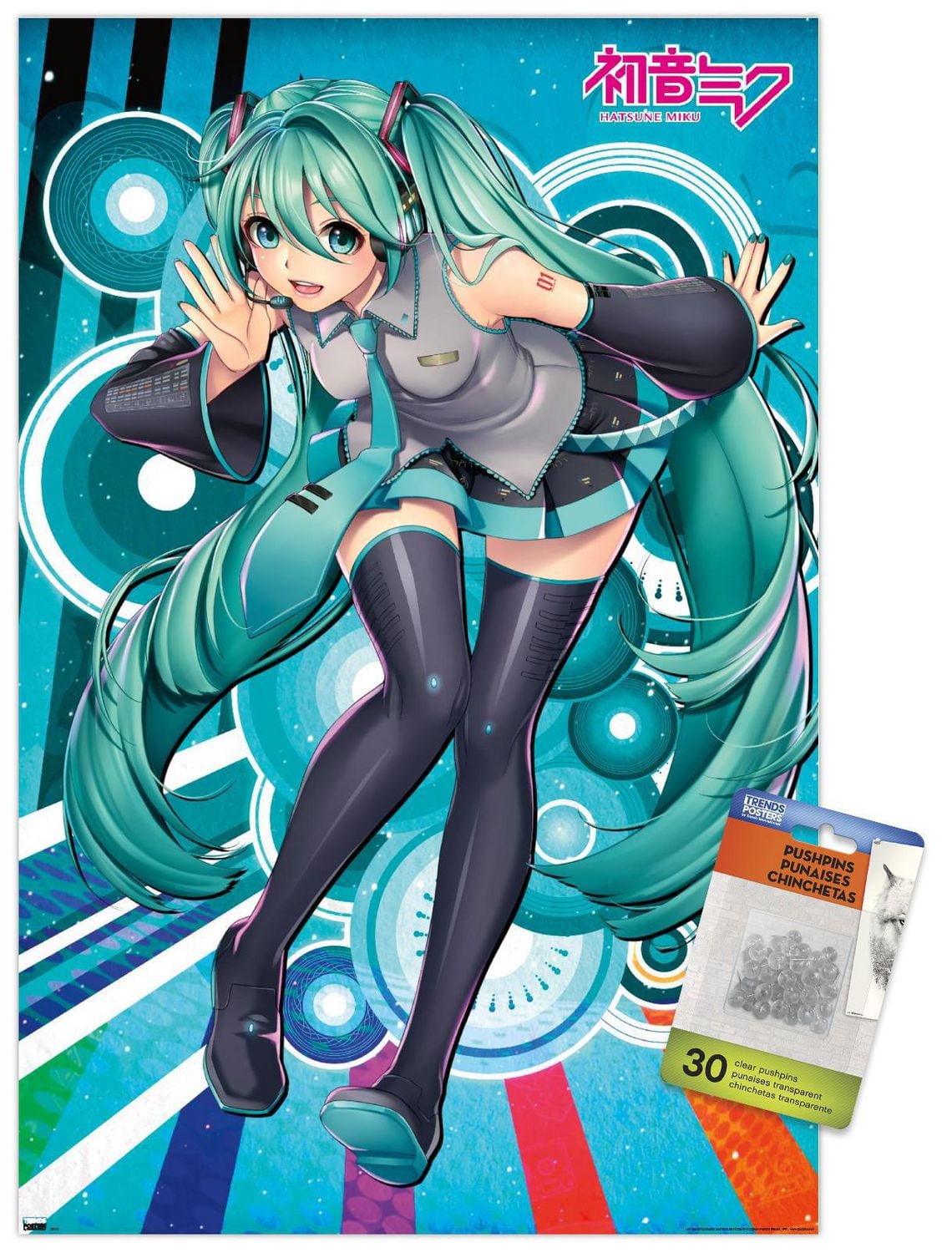 Hatsune Miku Whisper 22.375" x 34" Poster with Push Pins, by Trends International