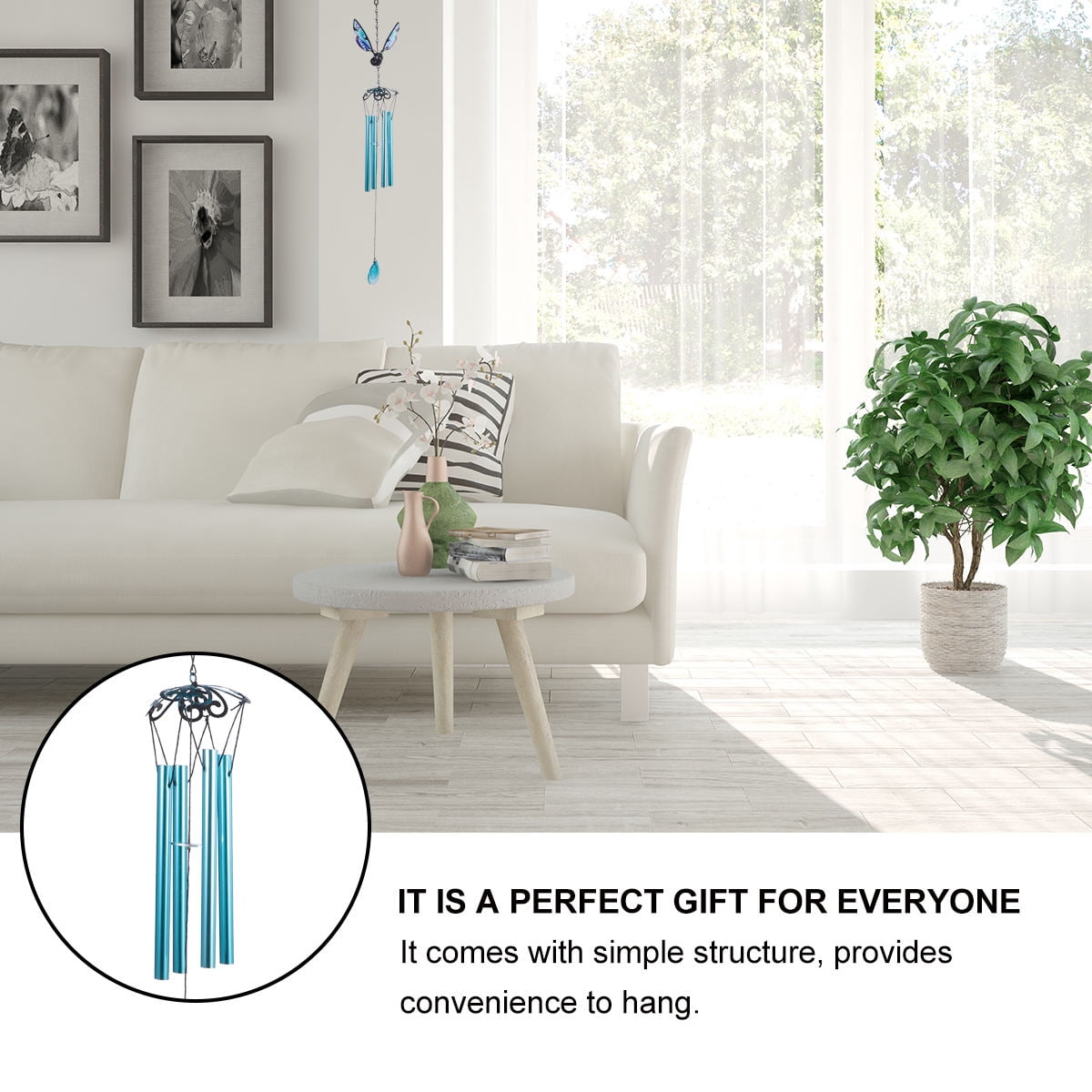 RENACLIPY Durable Sky-Blue Wind Chime for Door and Garden Decor  2Pcs