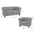 thumbnail image 2 of Naomi Home Chesterfield Sofa Set Living Room Chair Juegos Leather Couch Sofa Chair for Bedroom Modern Chesterfield Tufted Leather Chair Leather Sofas for Living Room (3 Piece Sofa Set)-Color:Gray,Fabr, 2 of 10