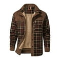 thumbnail image 4 of DYMADE Men's Winter Flannel Patchwork Check Lined Stand-Up Collar Casual Anorak Jacket Coat, 4 of 4