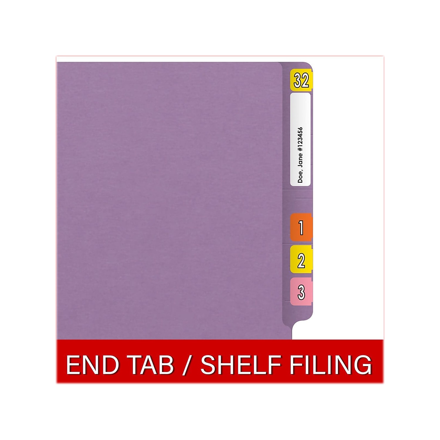 Medical Arts Press Reinforced End Tab File Folder Straight Cut Letter-Size Lavender 50/Box